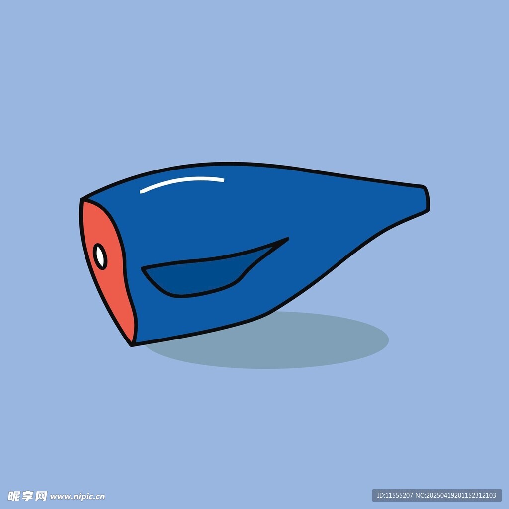 卡通蓝色鱼肉插画