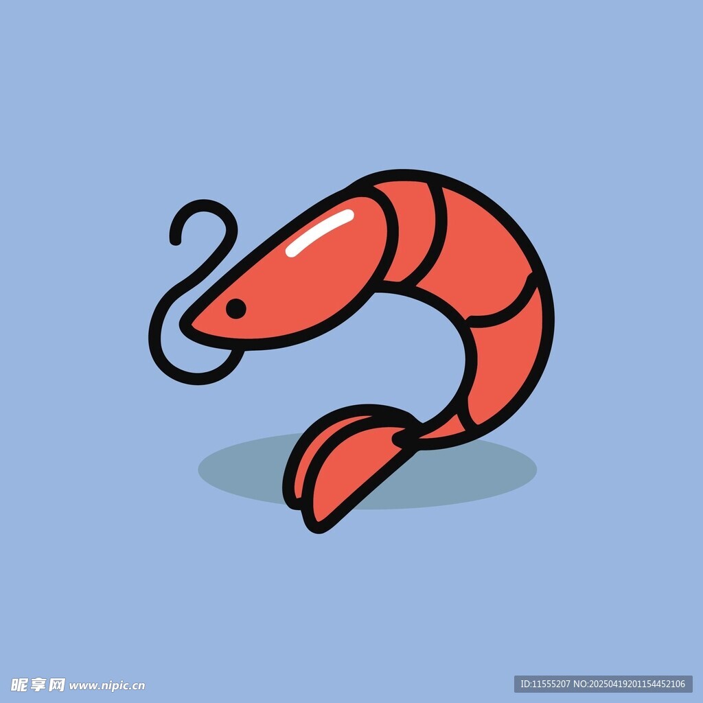 卡通红虾插画