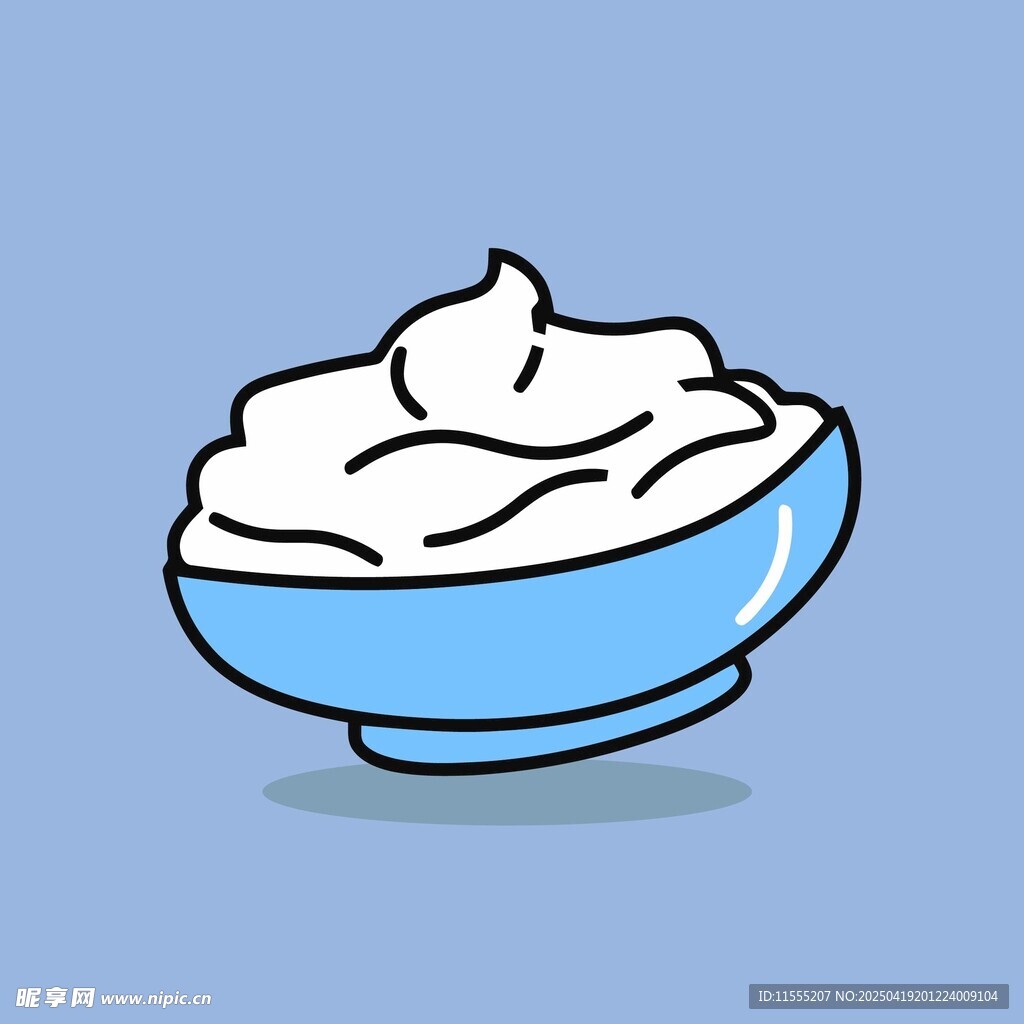 蓝色碗中的奶油状物体