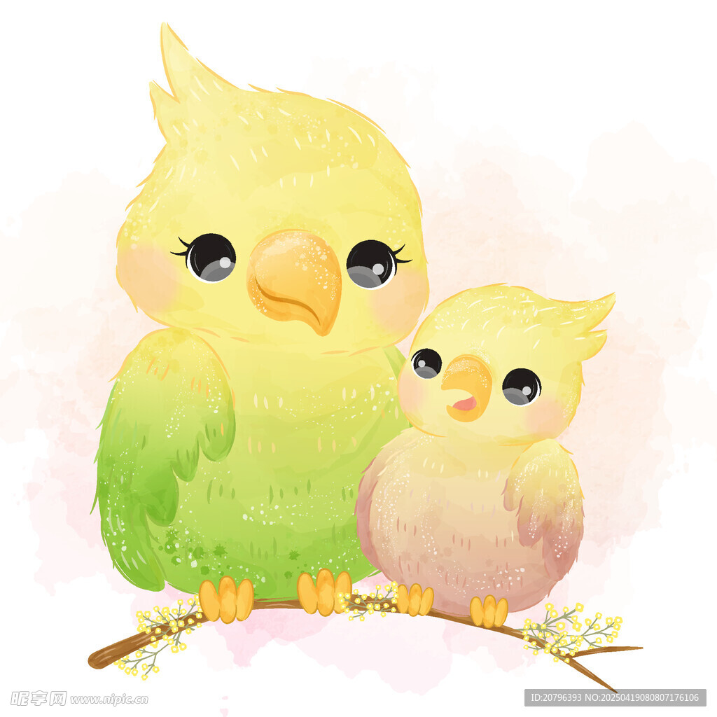 母与子小鸟温馨相依
