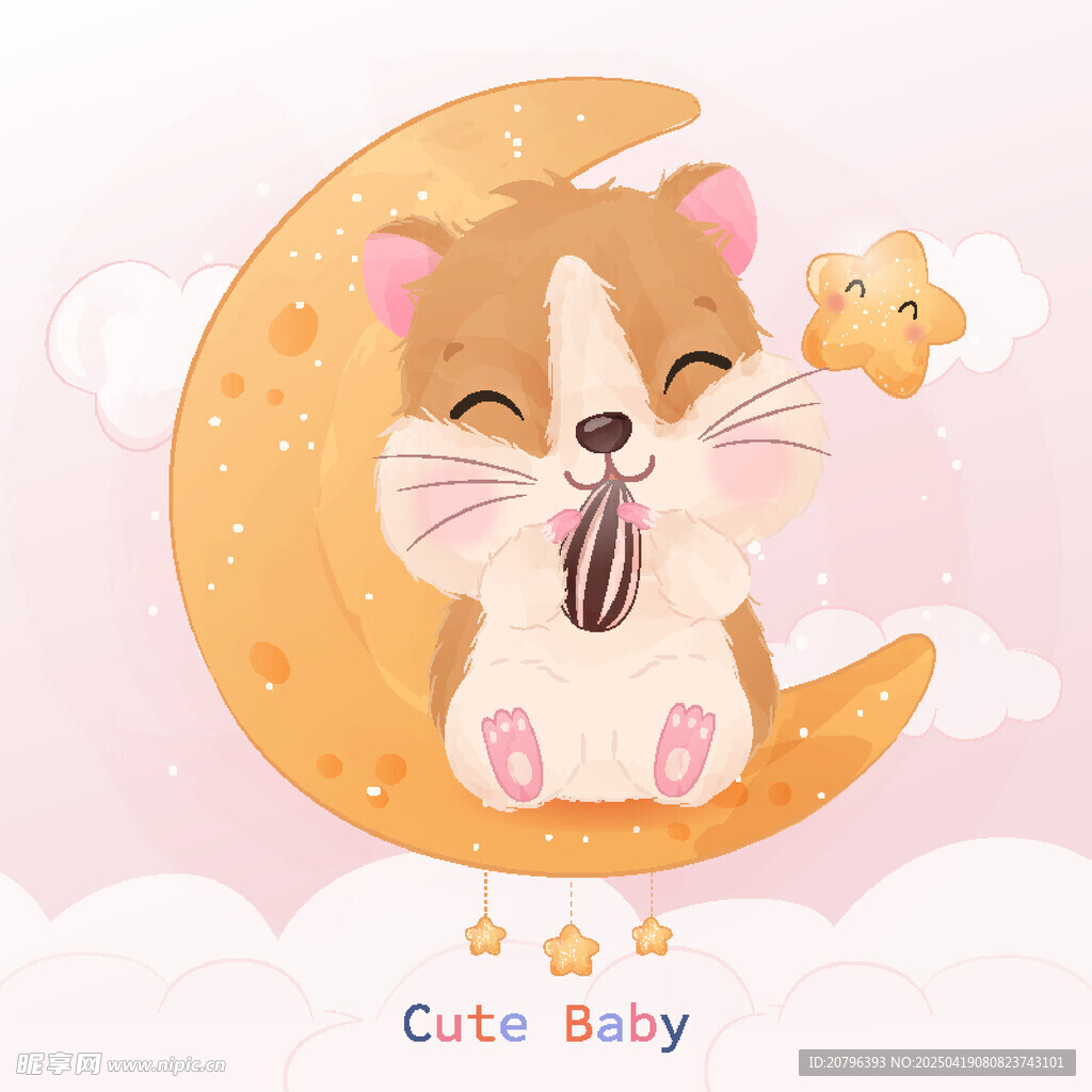月亮上的可爱猫咪