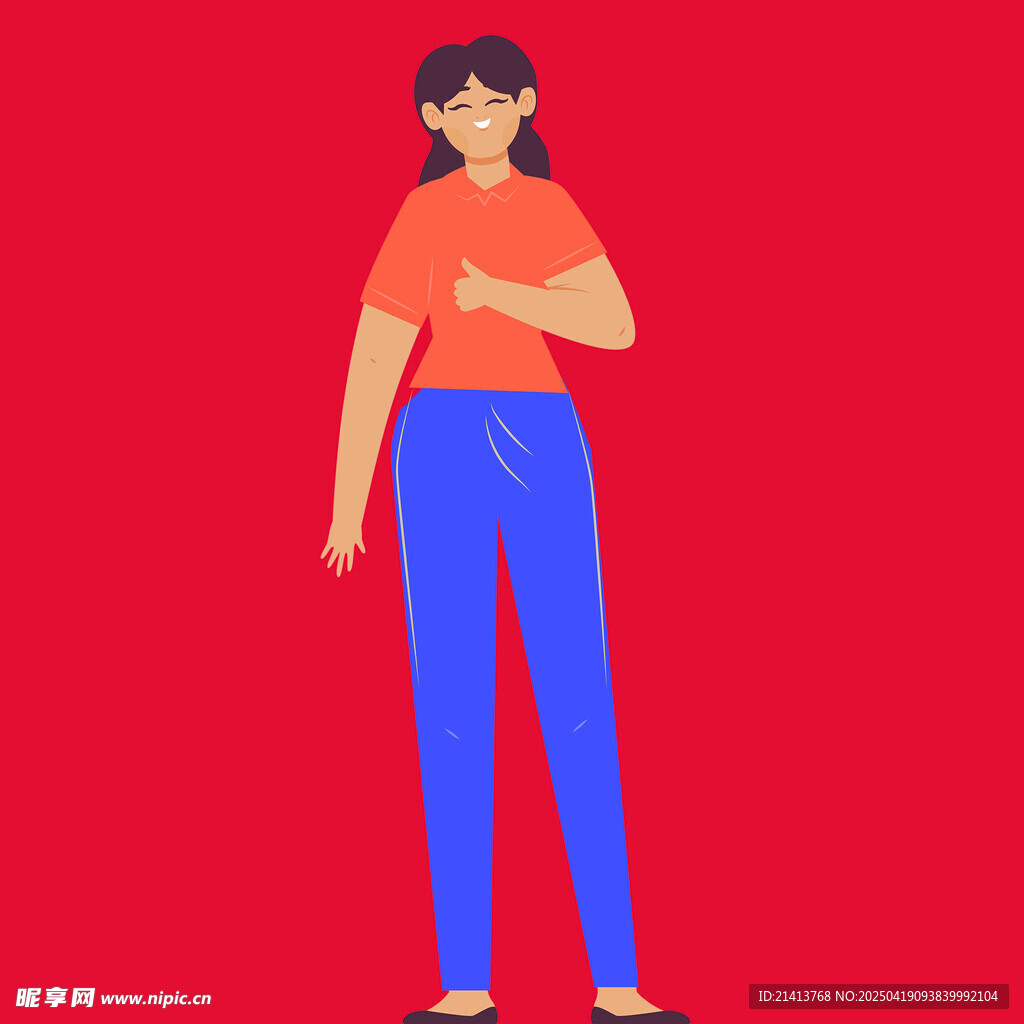红衣女子站立姿态展示