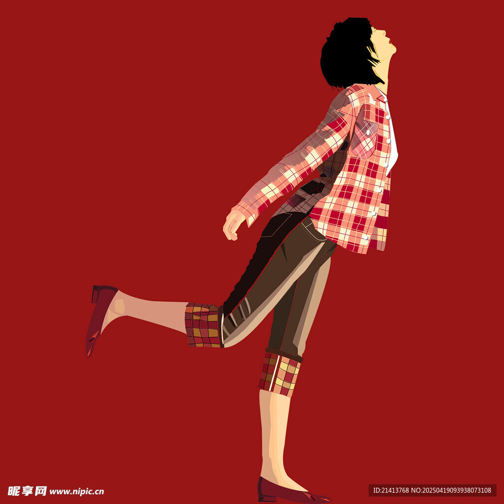 红衣女子动感舞蹈姿态
