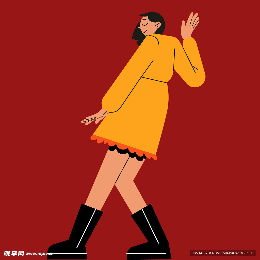 时尚女子挥手展示穿搭