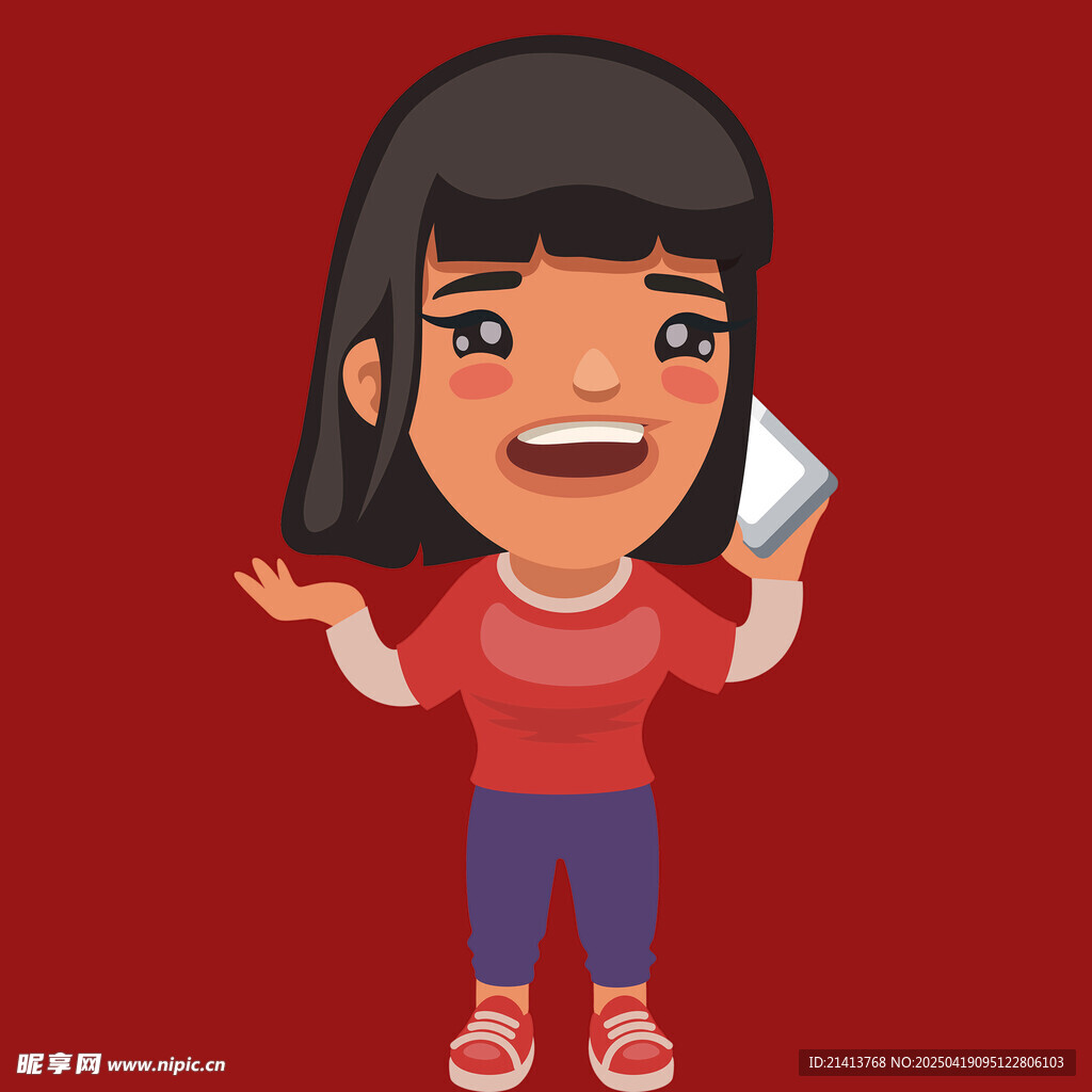 开心女孩手持手机展笑颜