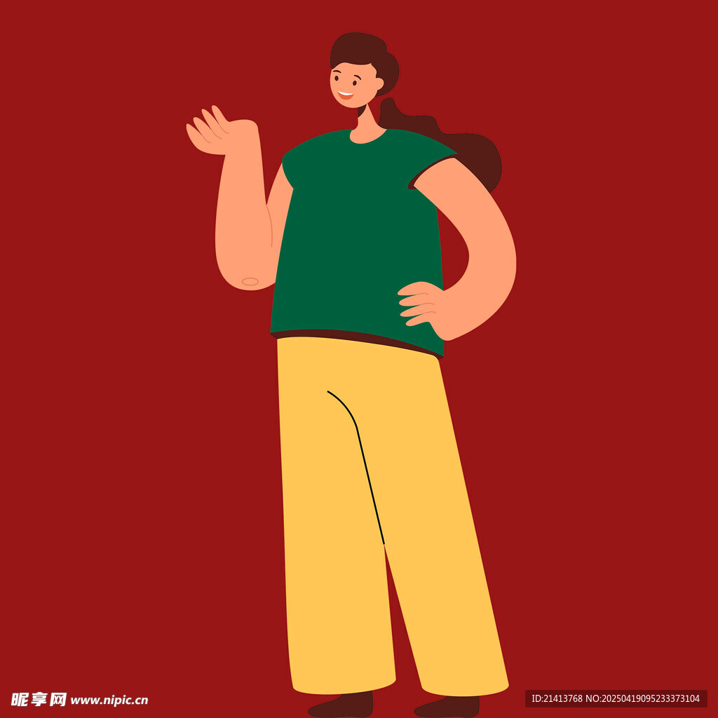 挥手男士插画形象展示
