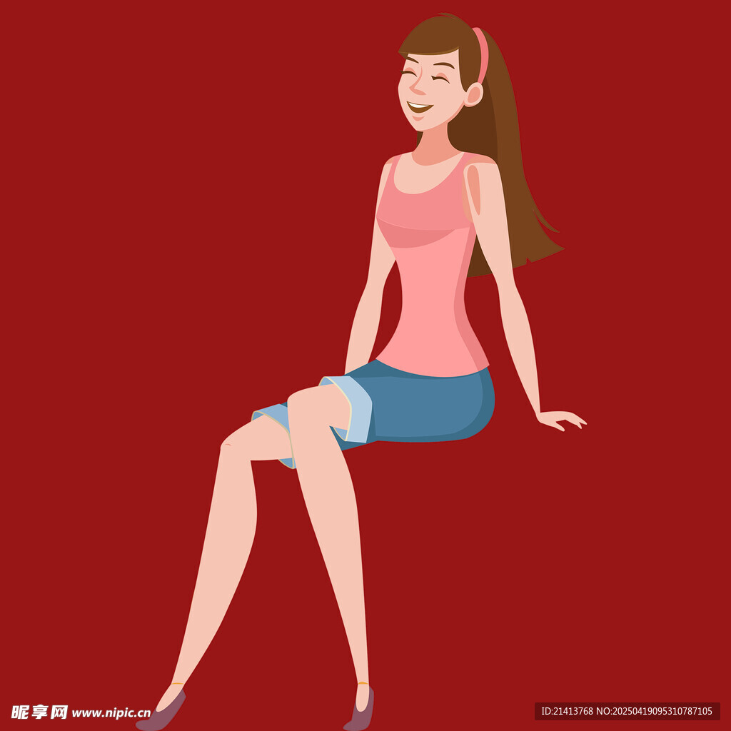 时尚坐姿女性插画