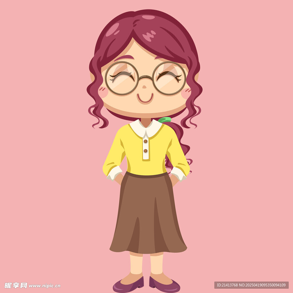 戴眼镜的可爱女学生