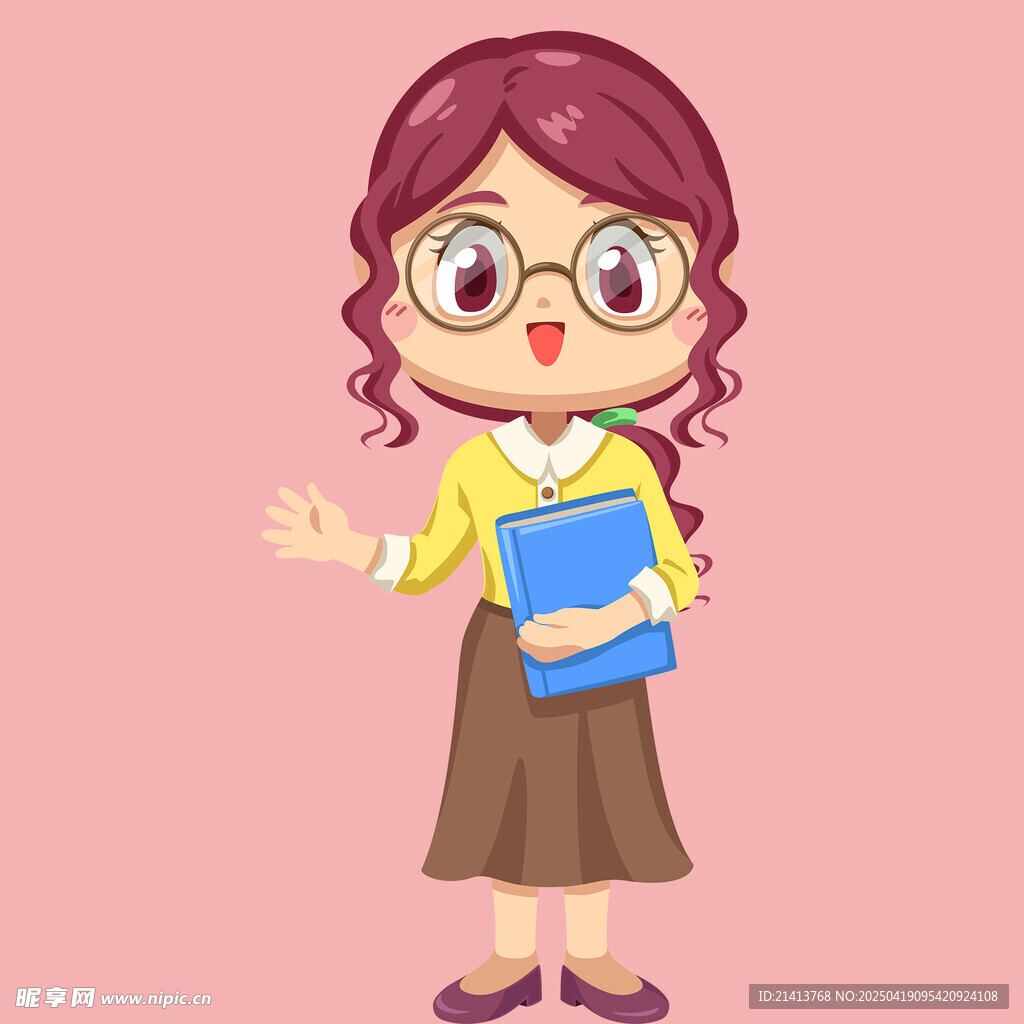 可爱女教师手持书本示意