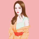 时尚披肩少女形象插画