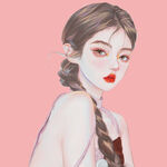 编发少女的梦幻插画形象