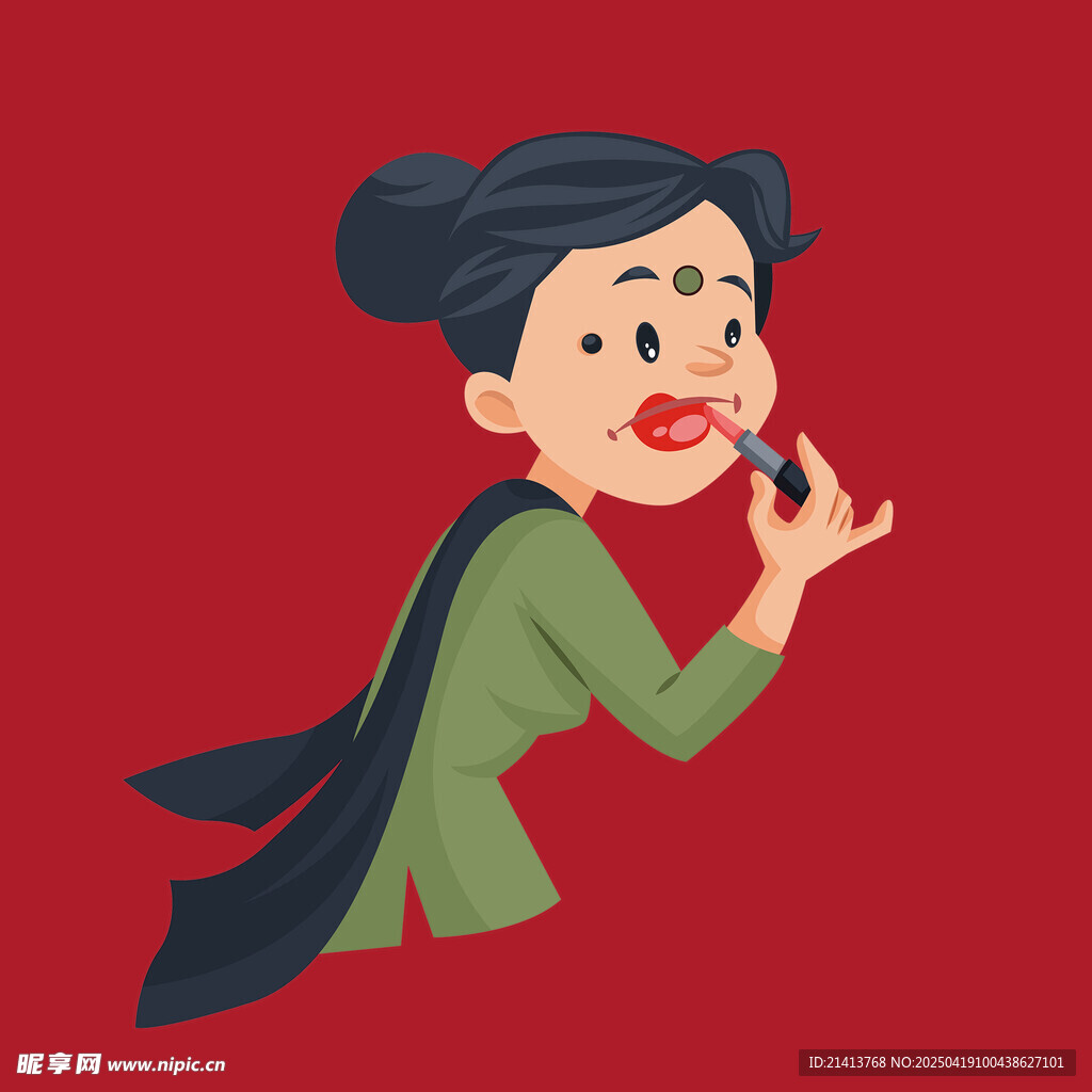 优雅女士涂口红瞬间