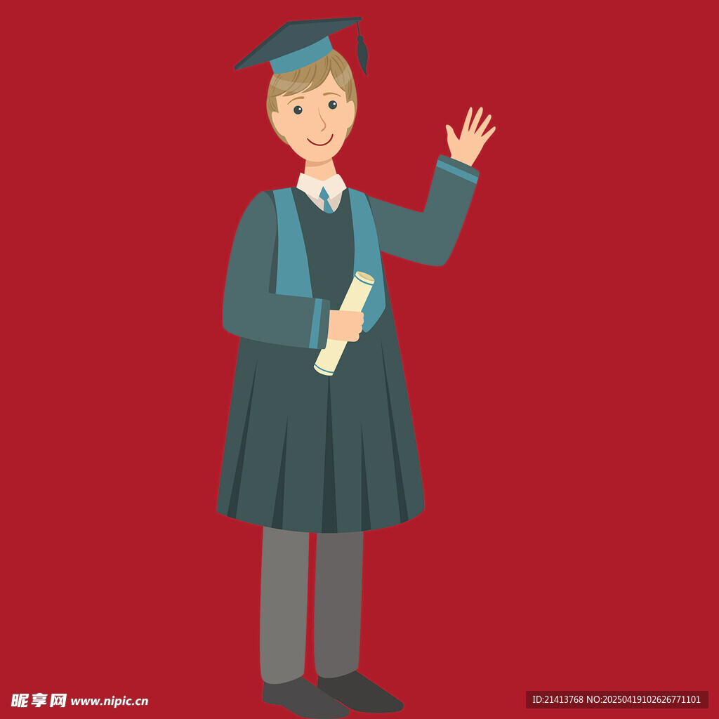 毕业女生挥手展示毕业证书
