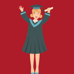 毕业女孩欢呼庆祝