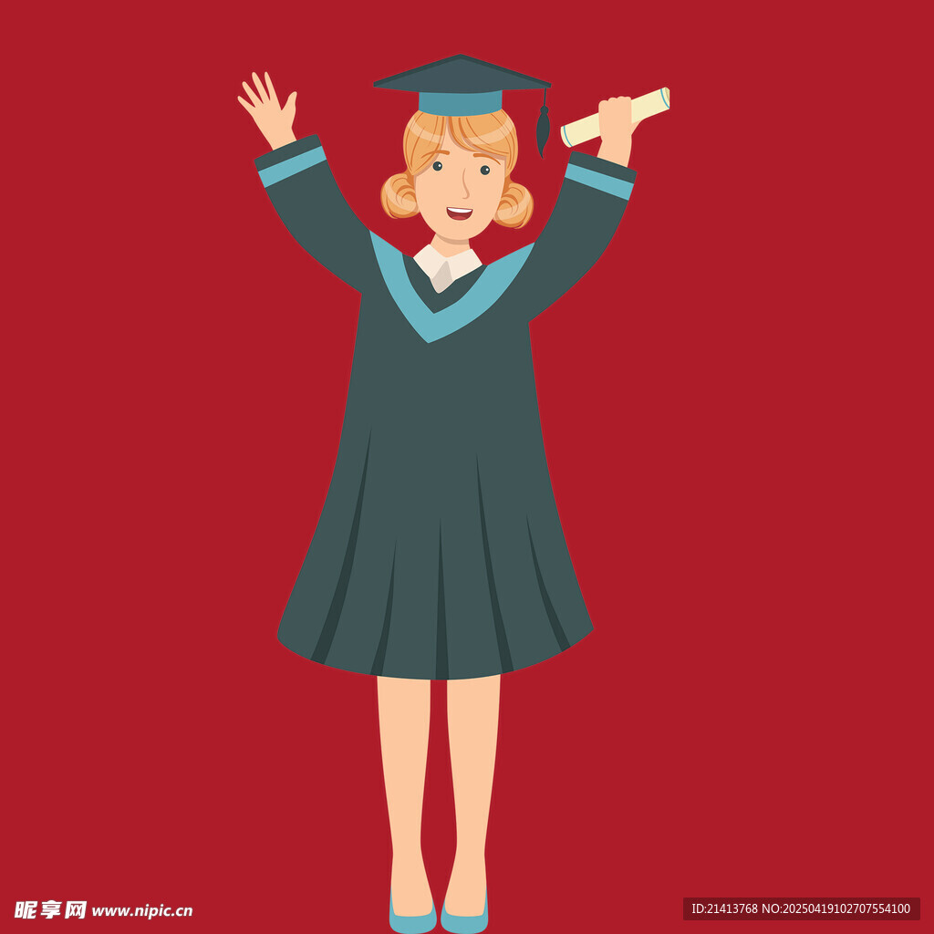 毕业女孩欢呼庆祝