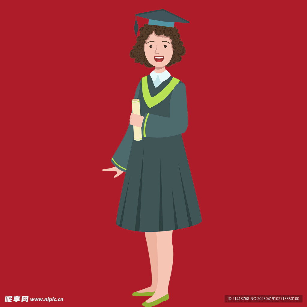 毕业女生身着学士服形象