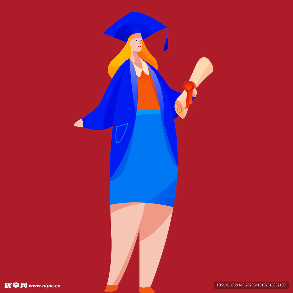 毕业女生手持文凭展笑颜