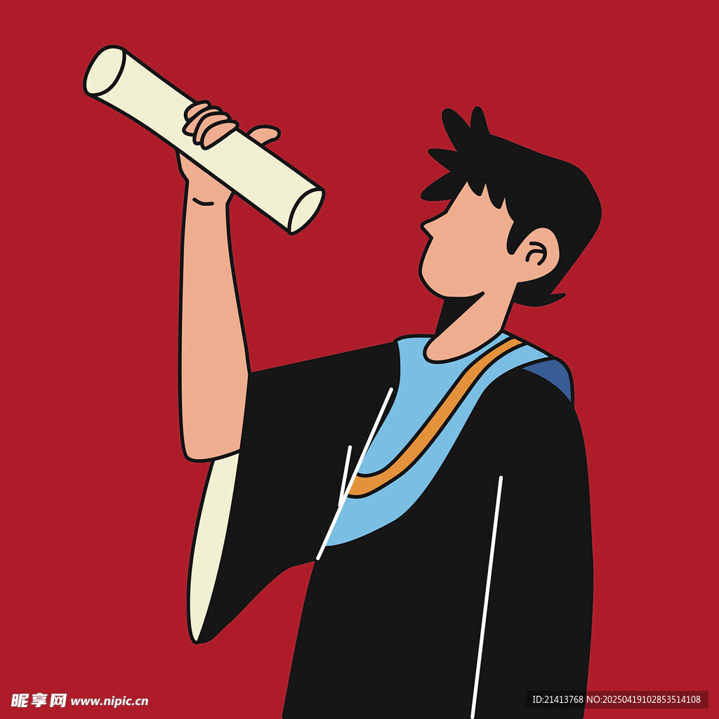 毕业生手持文凭意气风发