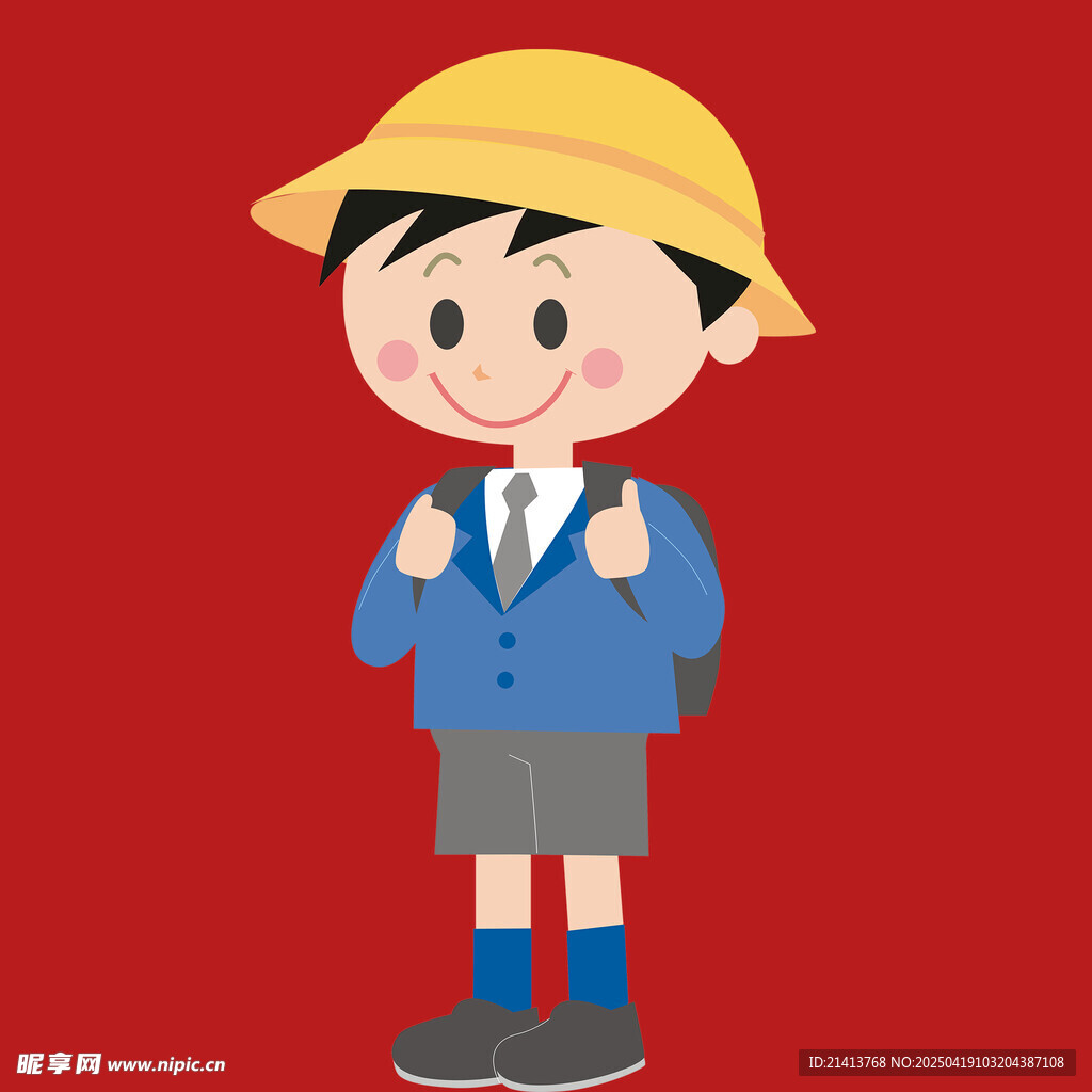 背着书包的快乐小学生
