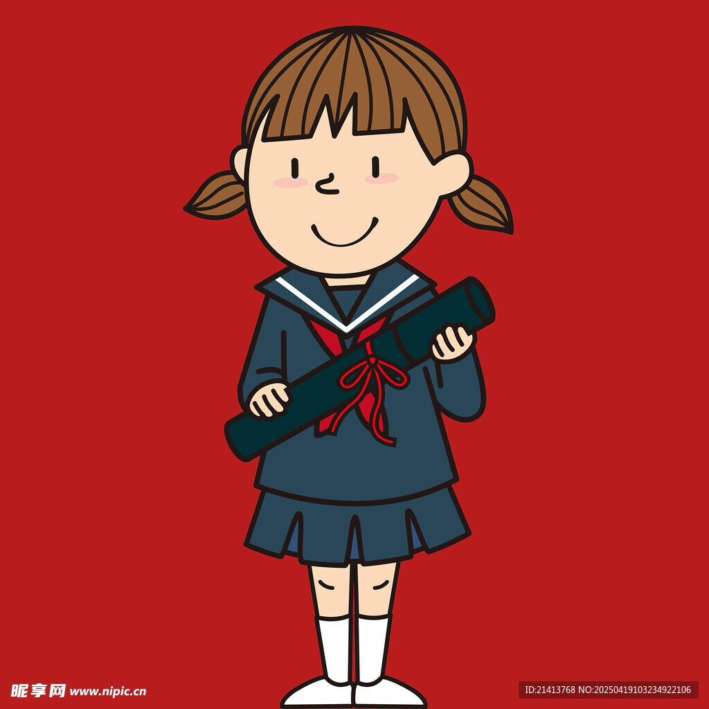 穿水手服的可爱小女孩