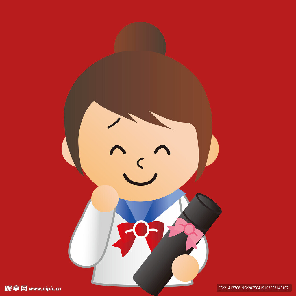 手持礼物的可爱卡通女孩