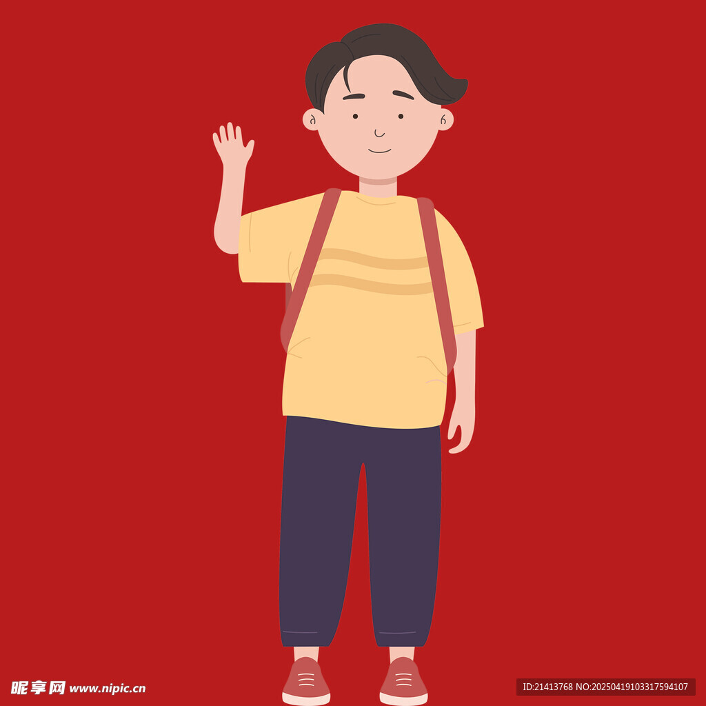 背着书包的快乐小男孩