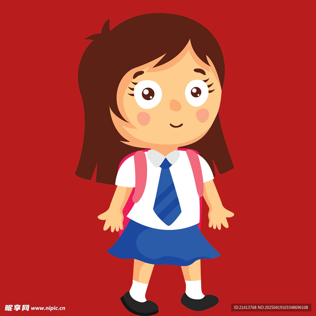 背着书包的可爱小女孩