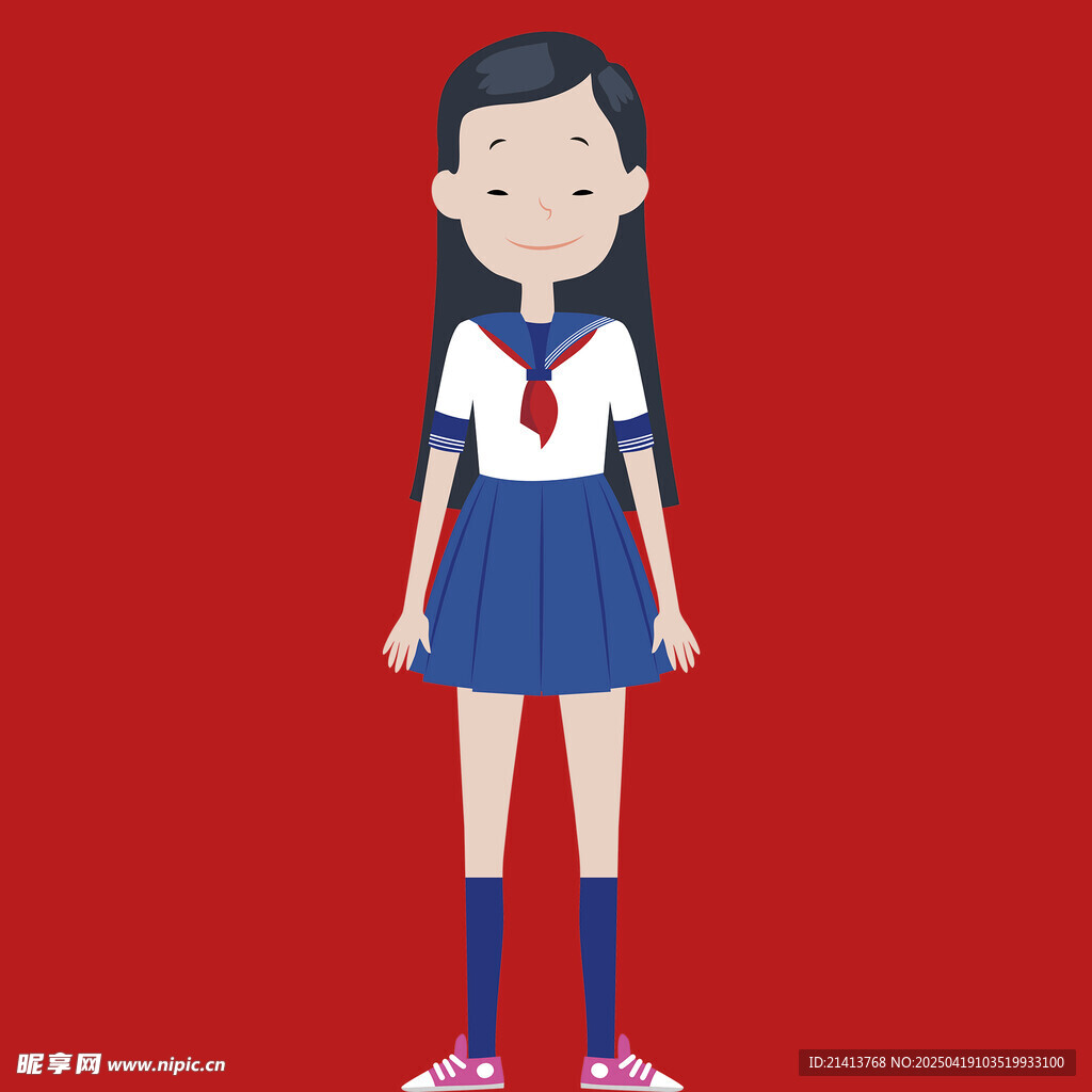 穿校服的可爱女孩