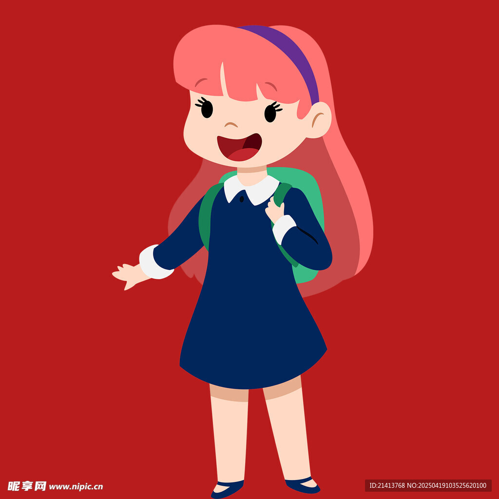 粉色长发的可爱女孩