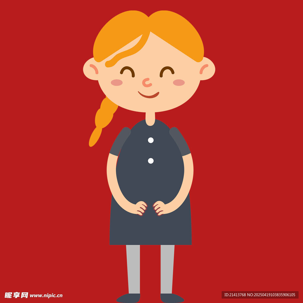 扎辫女孩穿制服微笑