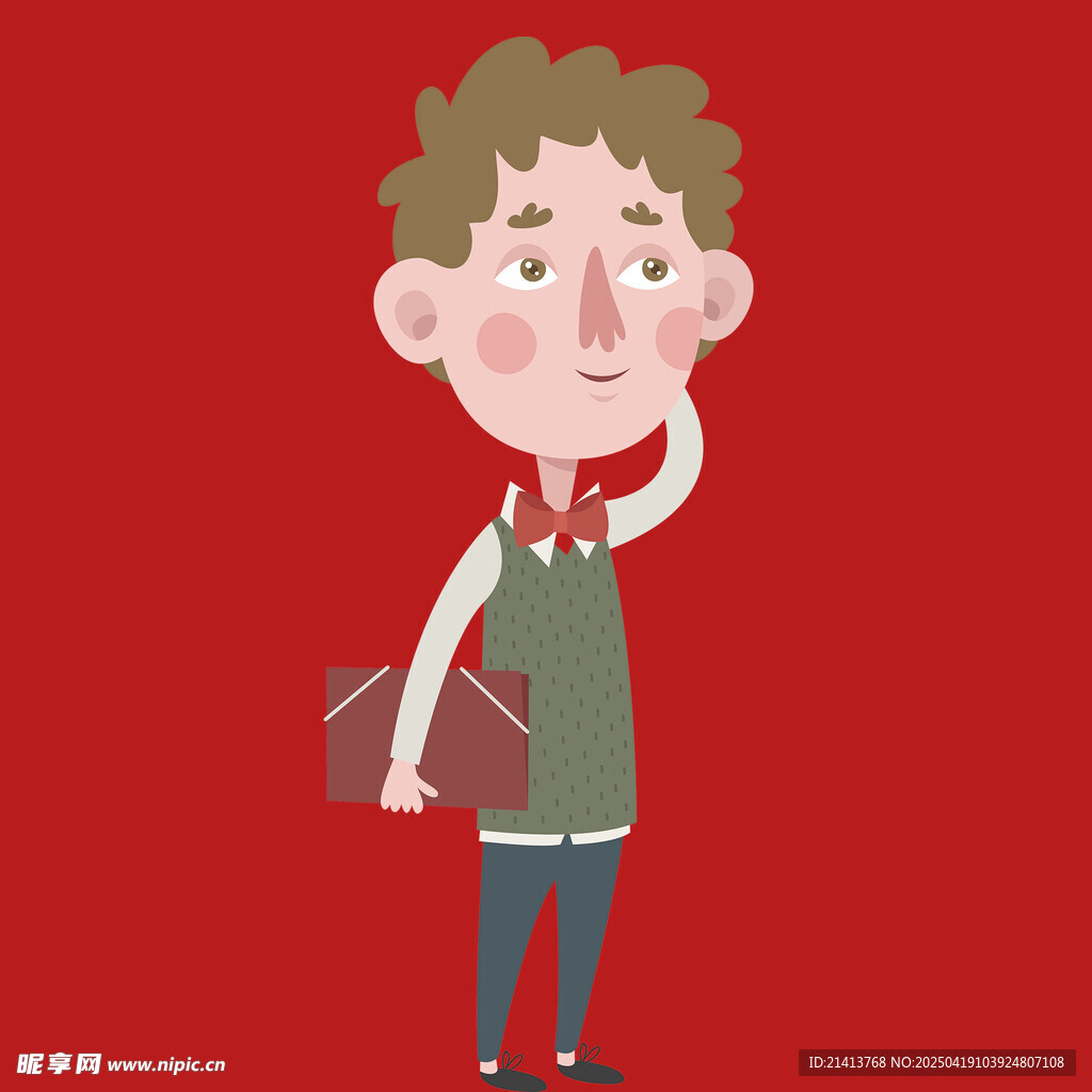拿书的卷发男孩