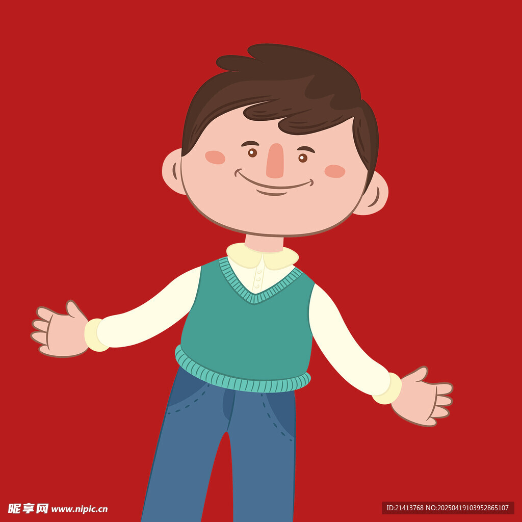 张开双臂的快乐小男孩