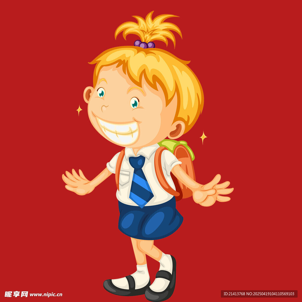 快乐小女孩穿校服张开双臂