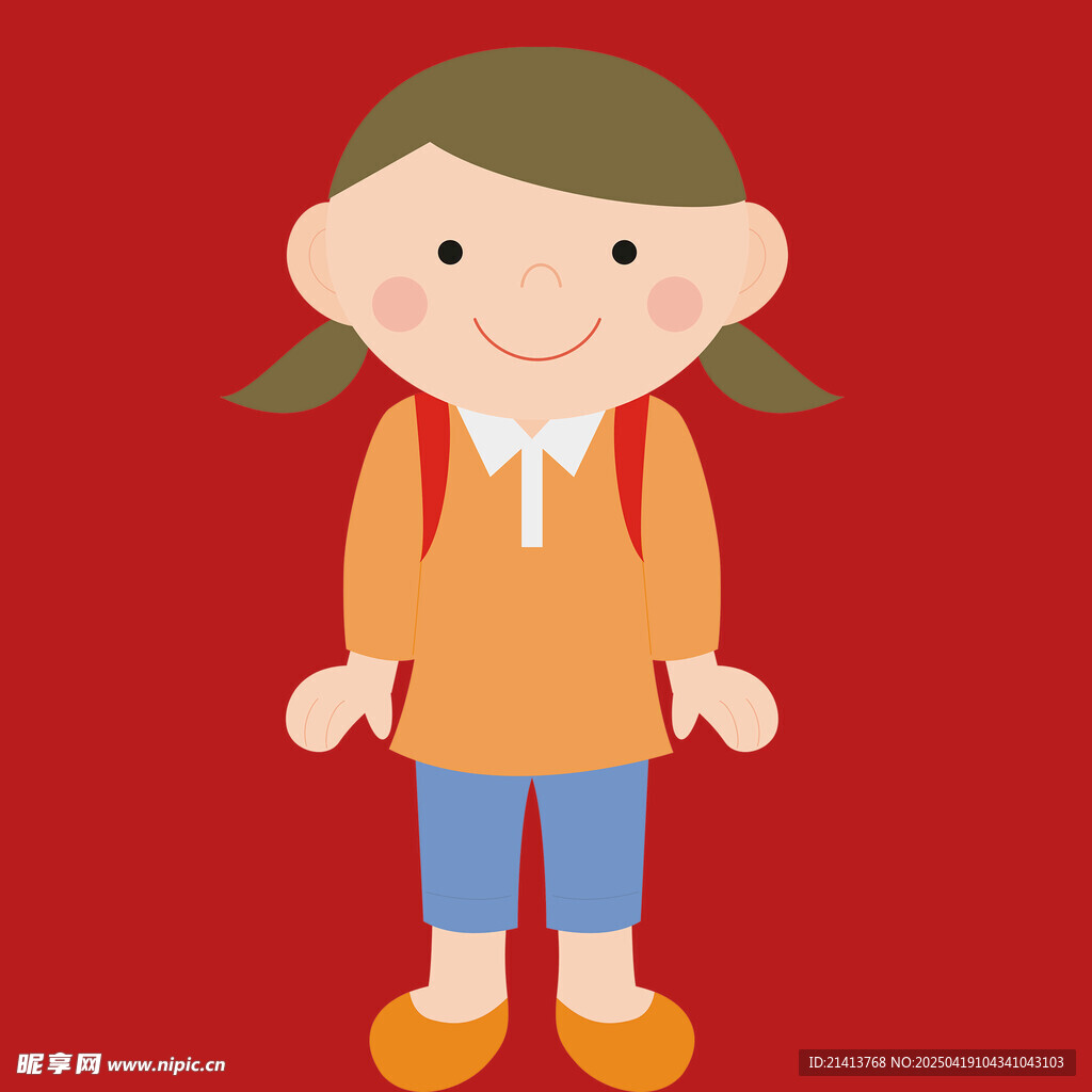 背着书包的可爱小女孩