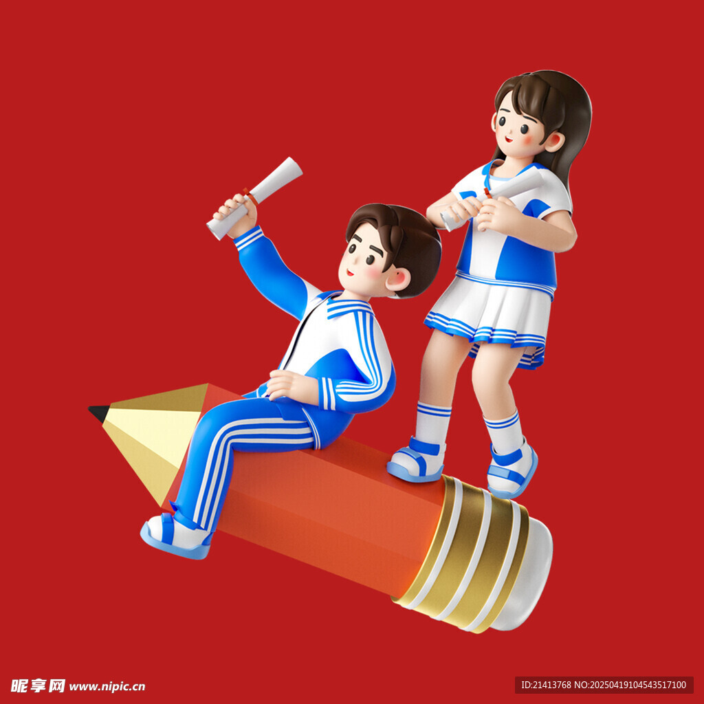 铅笔上的校园欢乐时光