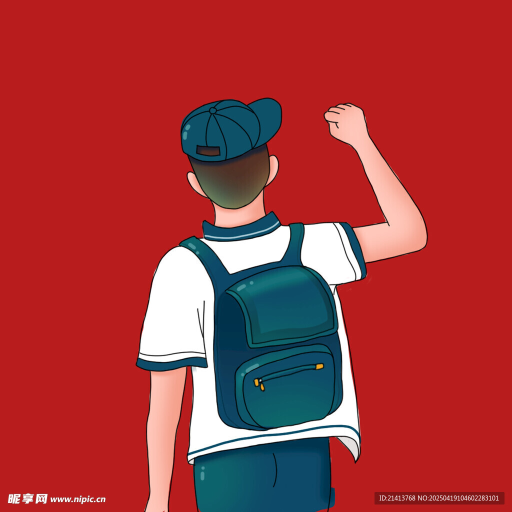 背着书包的少年背影