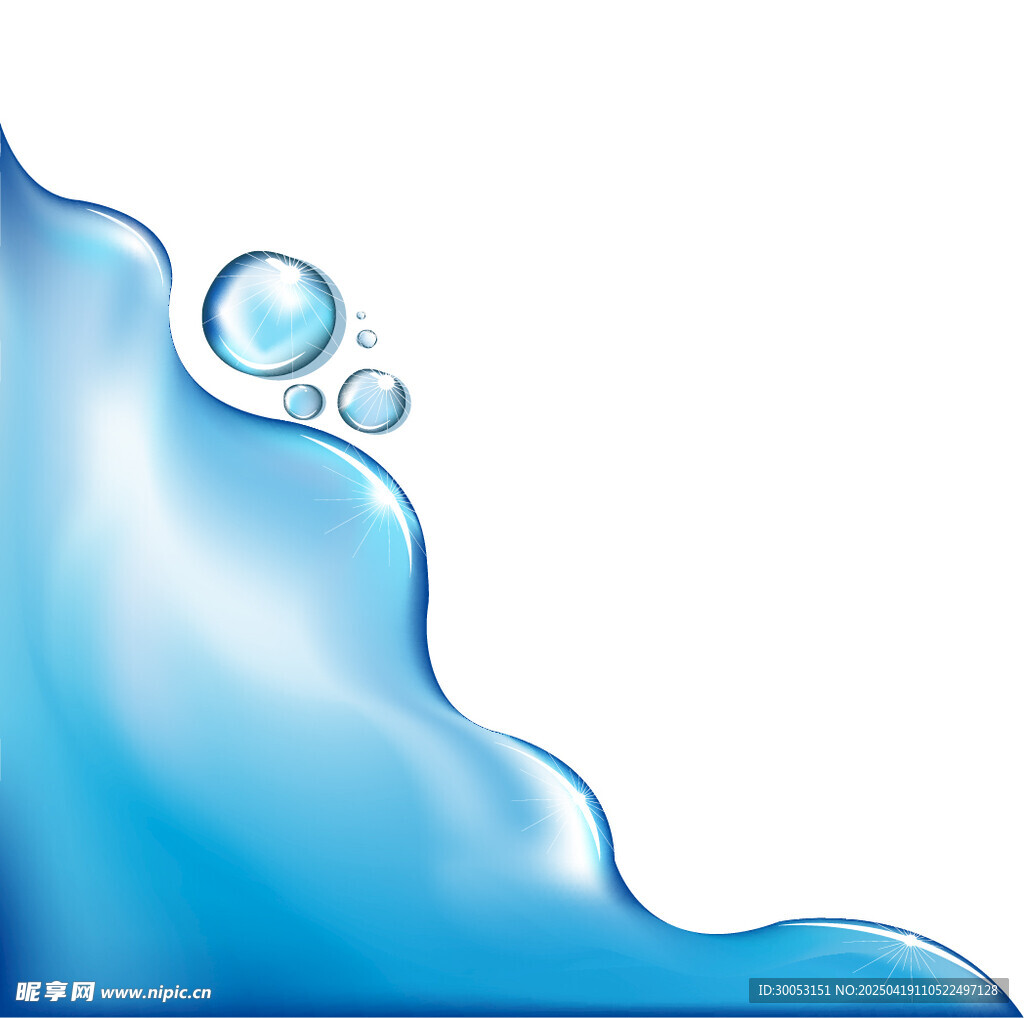 蓝色动感水花与气泡