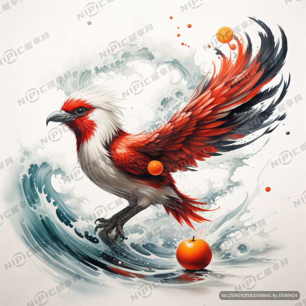 画一只精卫鸟 海边风光