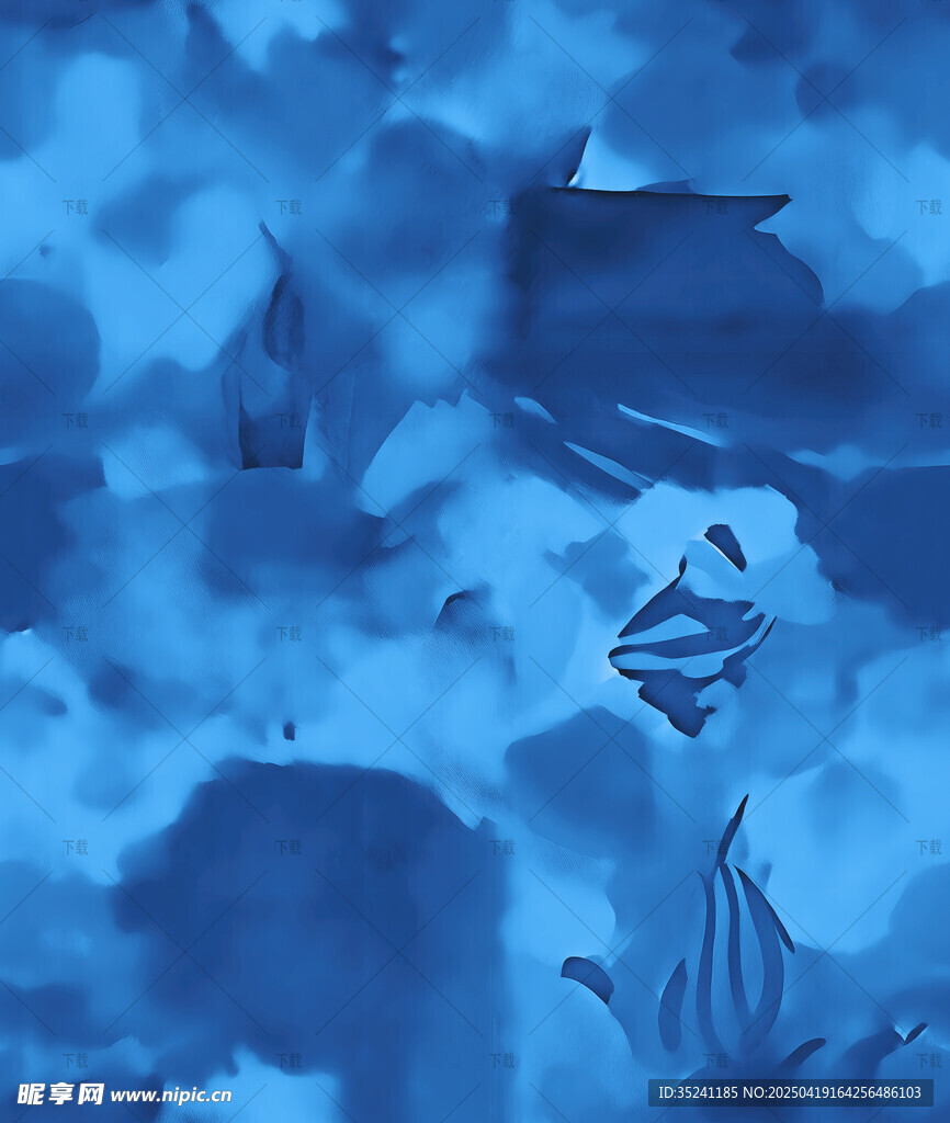 蓝色抽象水彩画风景