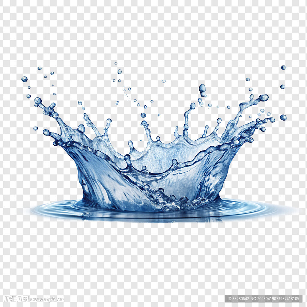 蓝色水花飞溅素材