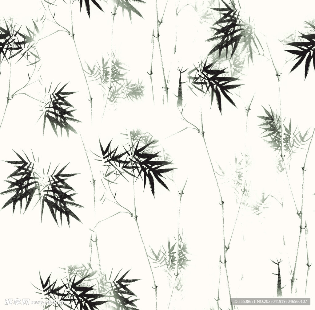 水墨风竹叶图案背景图