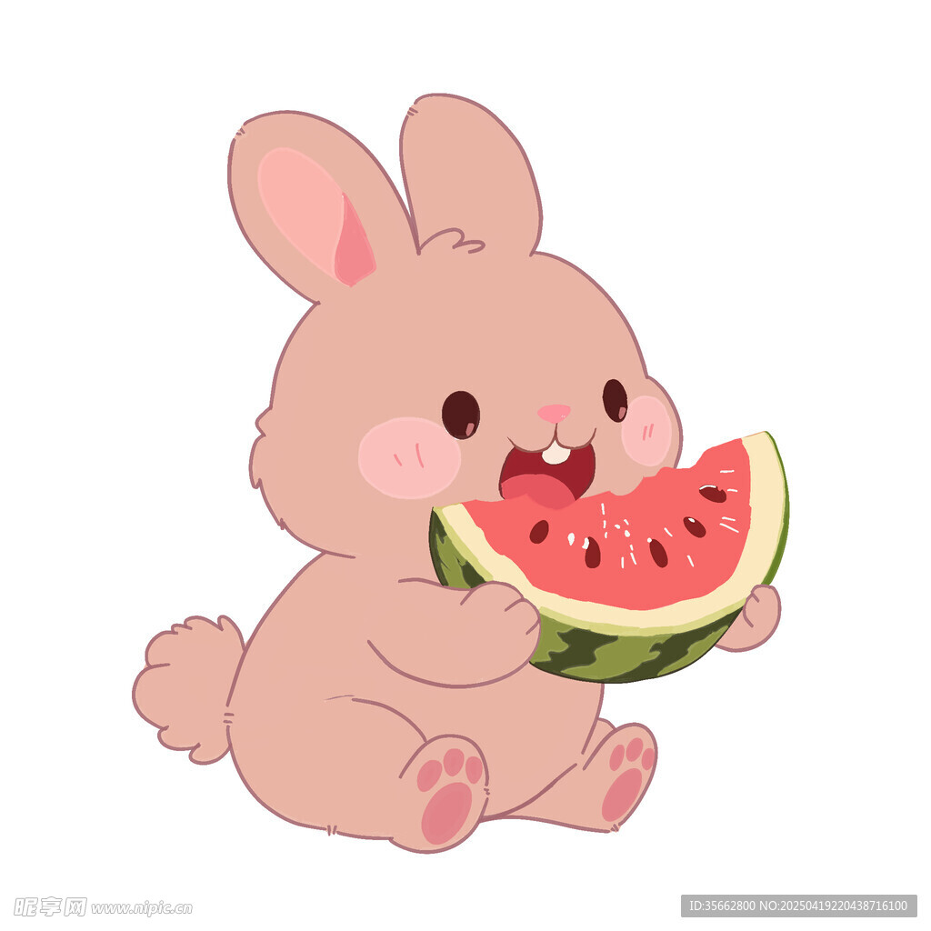 吃西瓜的可爱小兔子分层