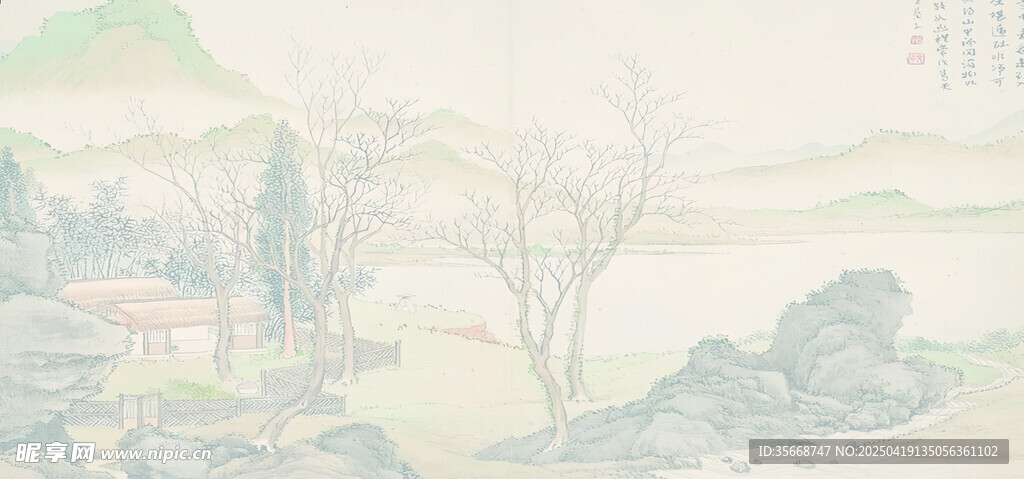 水墨山水风景图 背景图