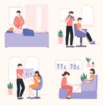 日常办公与休息场景插画