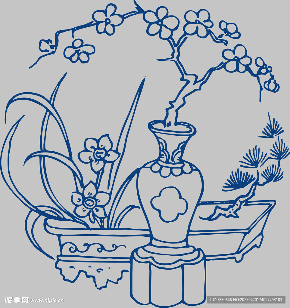 中式盆景插画艺术之美