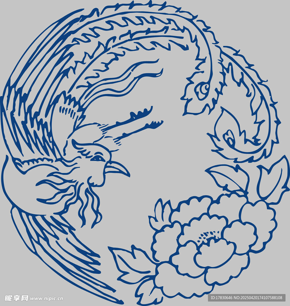 凤凰牡丹传统纹样图案