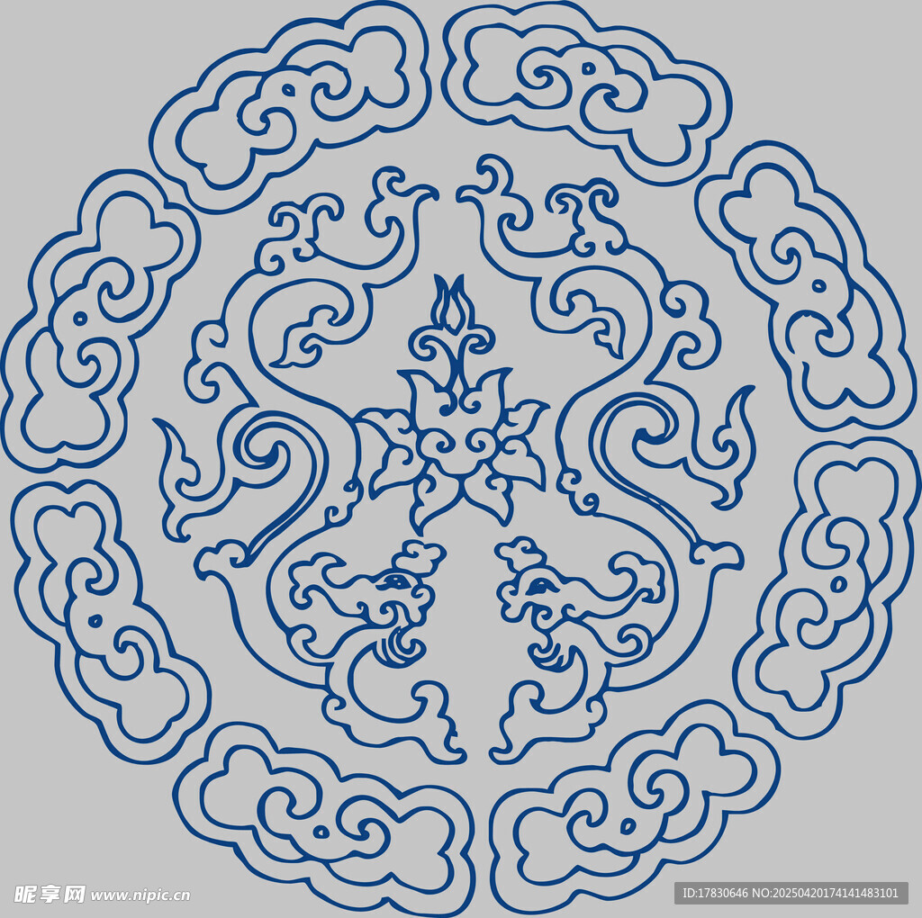 中式传统圆形云纹图案