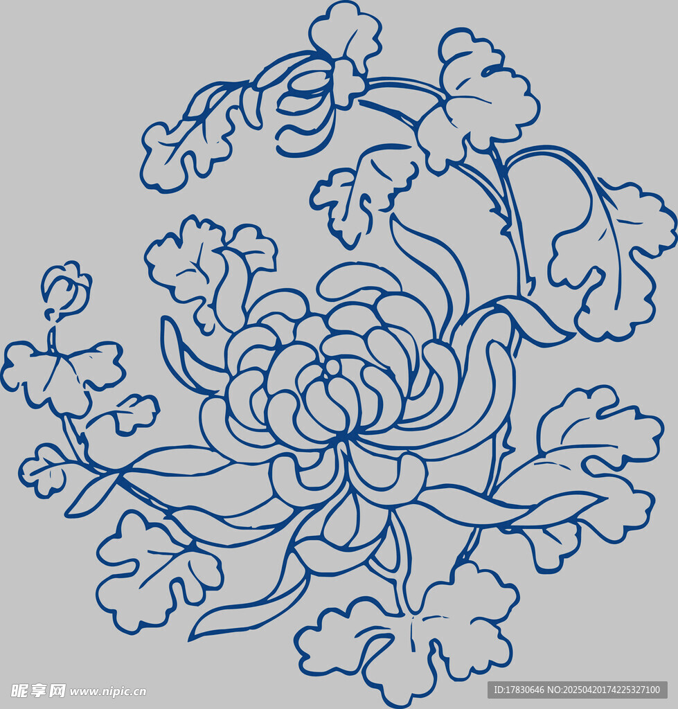中式菊花纹样图案设计