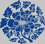 蓝白牡丹花纹饰图案