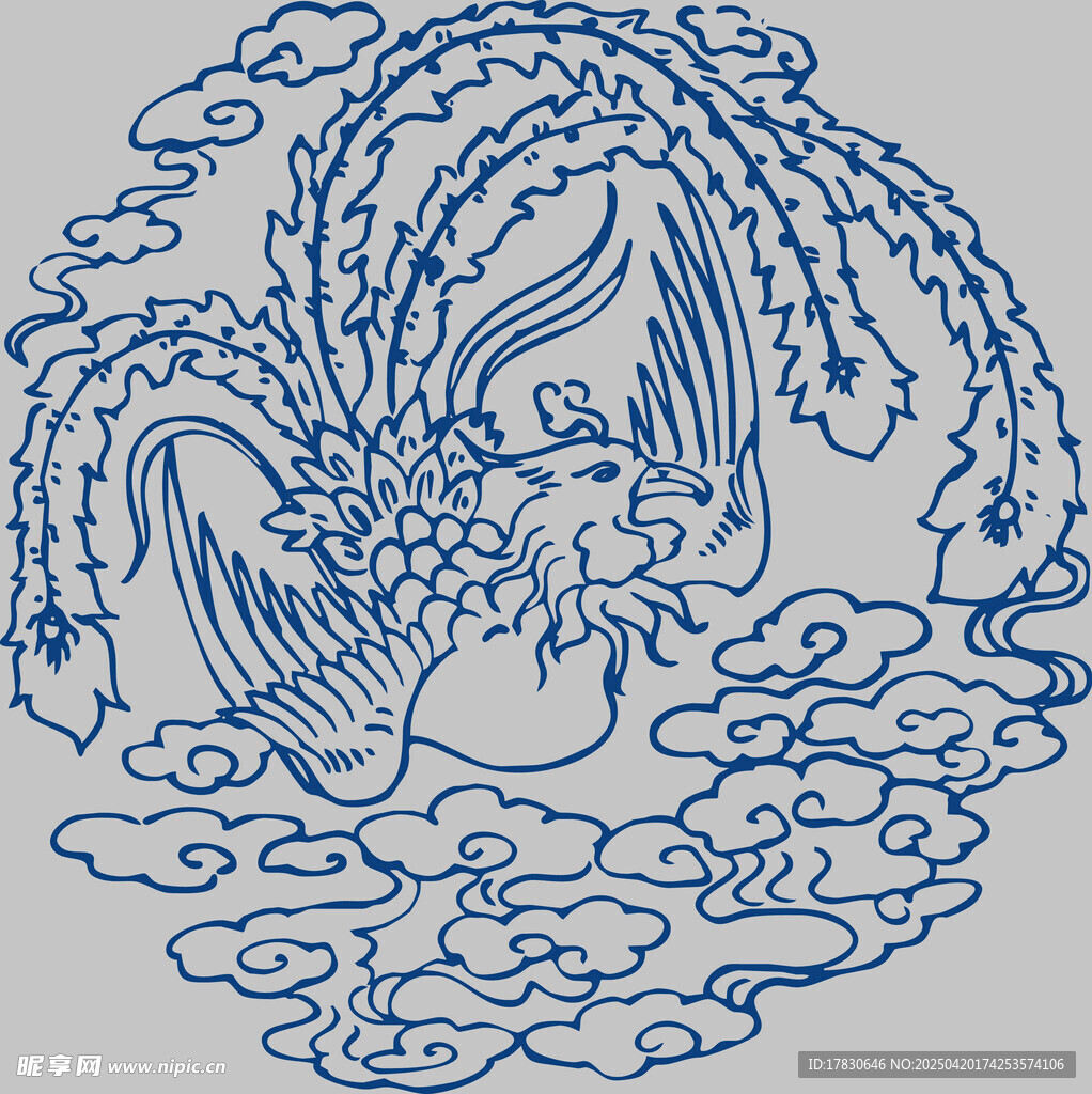 传统凤凰云纹图案设计